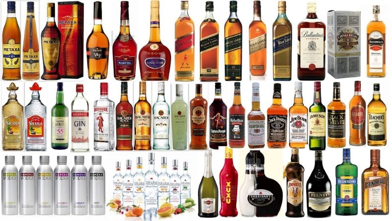 Виды алкогольных напитков 
